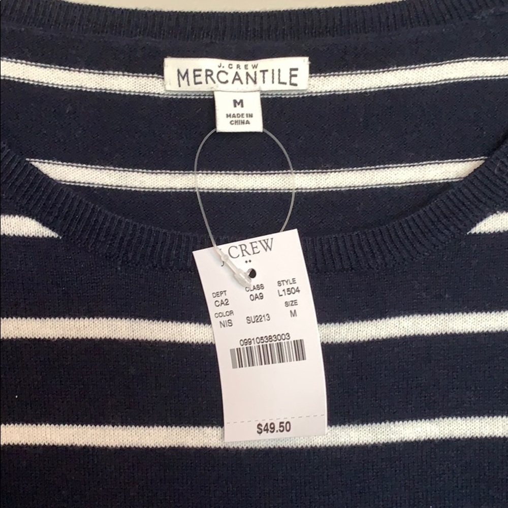 J Crew Factory M Navy/White Pullover Sweater - Picture 2 of 3